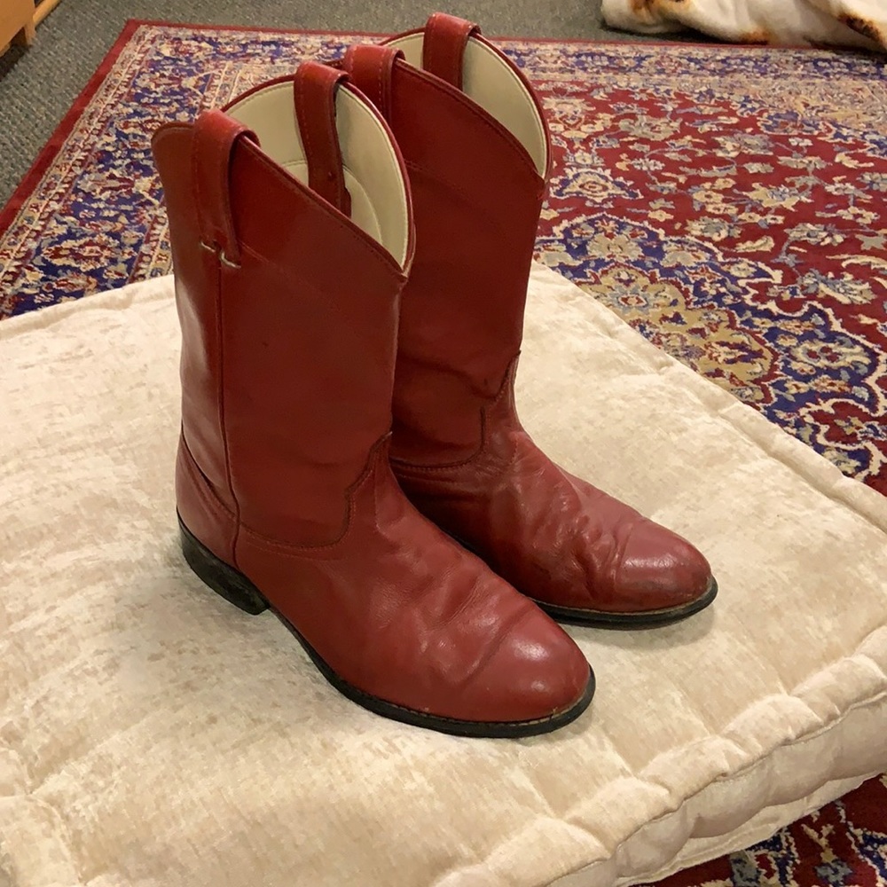 red laredo roper cowboy boots size 8.5 womens, mid-calf height